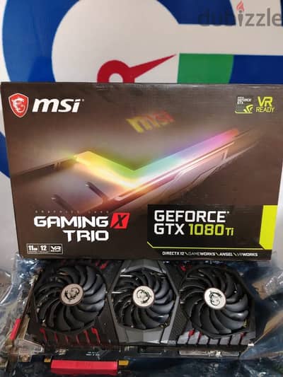 الكارت زي الجديد معاه الكرتونة Gtx 1080 ti 11gb	Msi Gamingx trio