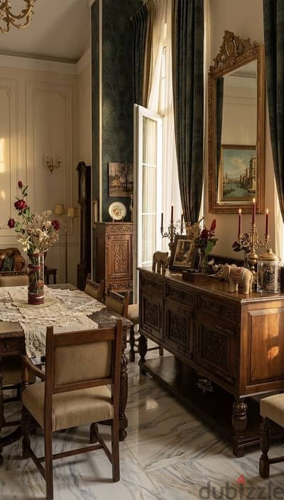 سفره بني خشب أنتيكا vintage wooden dining room