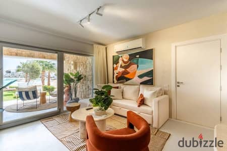 شالية متشطب بالكامل صف اول بحر للبيع على البحر مباشرة في راس الحكمة  الساحل الشمالي  alamein ras elhekma north coast في مدن  modon