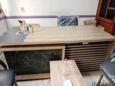 Office Desk + 3 office chairs + cupboard + small table