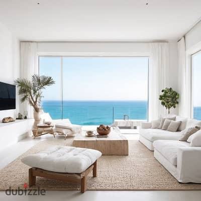 شاليه جاهز معاينة متشطب بالكامل فيو لاجون و بحر في the med ras elhekma قرب المطار و لافيستا و swanlake