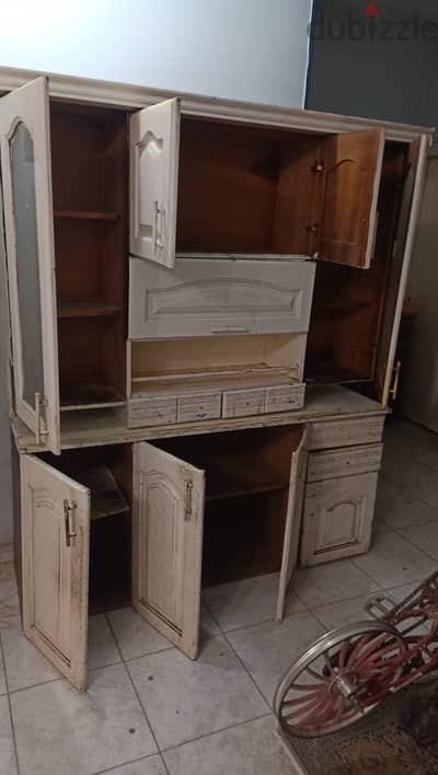 مطبخ ابيض خشب مستعمل بدون رخامه