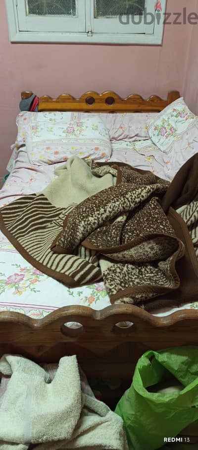 سرير 120 سم خشب زان اصلي تقيل بالملل والمرتبة القطن حدايق اكتوبر