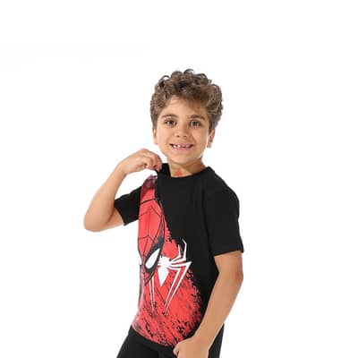طقم عباره عن تيشرت وشورت جديد قطن 100% اسبايدر مان