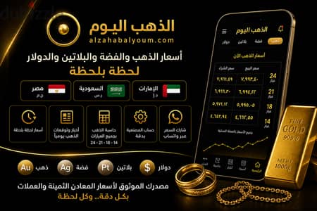 أفضل مصدر لمعرفة أسعار الذهب، الفضة، البلاتين، وسعر الدولار بشكل مباشر