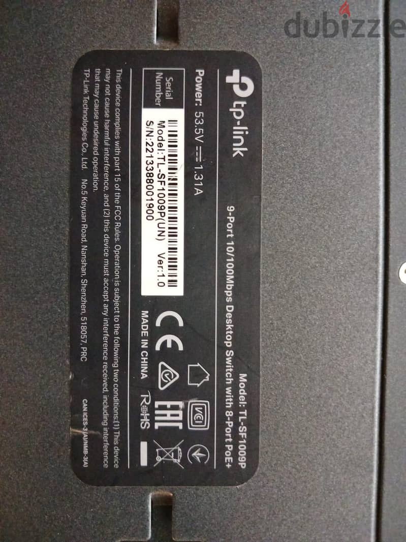 switch 9 ports ( Tb-link poe ) 10/100 65 watts 1