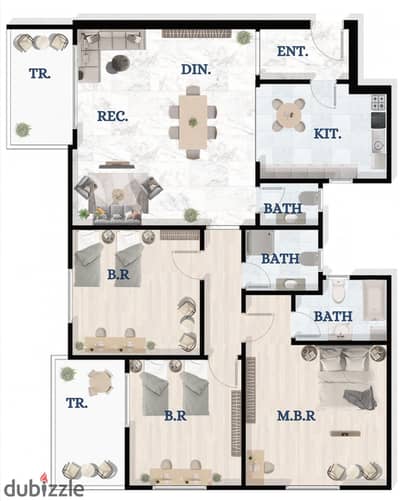 164m apartment on a corner with northern exposure, 10-year facilities in Zayed