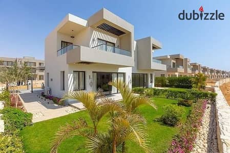 فيلا للبيع متشطب بالتكيفات و المطبخ بفيو علي الكريستال لاجون بمشروع ازها الساحل الشمالي في راس الحكمة - Azha