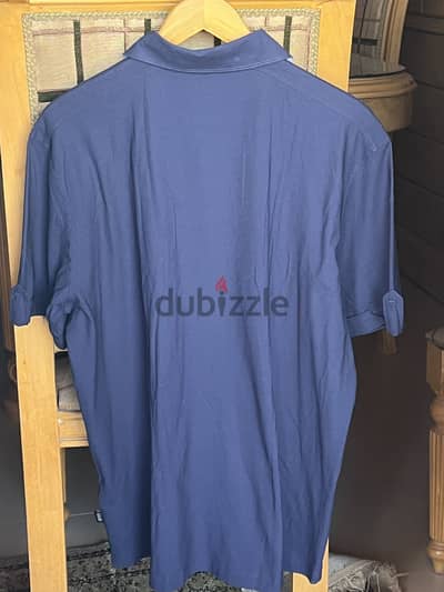 BOSS Navy Blue Motion Cotton Regular Fit Short Sleeve Shirt