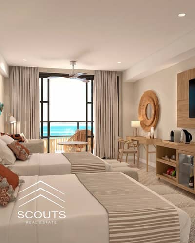 fully finished chalet with air conditioning and a kitchen is for sale on the beach in Ras El Hekma North Coast near Solari Hacienda and John Sodic