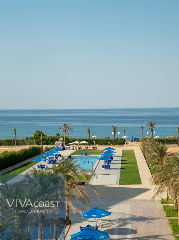 Ready Chalet for Immediate Delivery in Ain Sokhna – 115 SQM – Prime First Row with Full Sea View – Fully Finished – VIVA Coast, El Galala