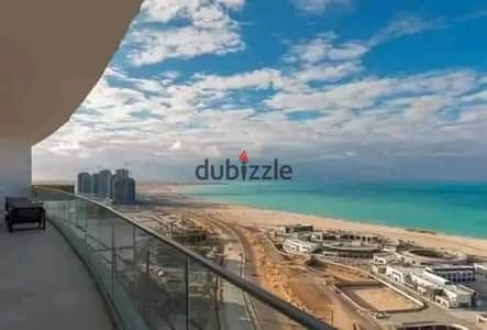 For sale, VIP chalet with a direct sea view, fully finished, ready for immediate delivery, in Mazarine Compound in New Alamein