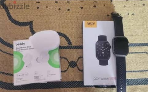 ساعه ذكيه وسماعه جداد وبطاريتهم تدوم فوق الاسبوع حرفيا ماركه QCY