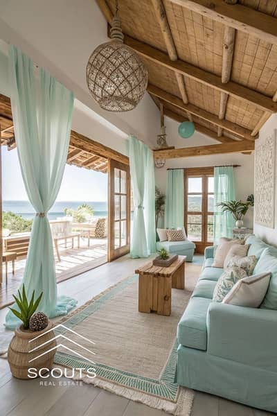 Fully finished beachfront chalet for sale in Crysta Sidi Abdel Rahman North Coast minutes from Marassi Amwaj and Hacienda Bay