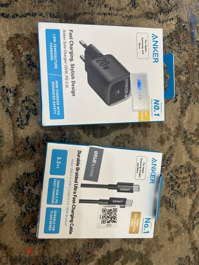 راس شاحن انكر 20w + كابل انكر type c 100w