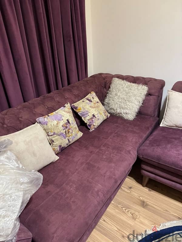 L shape couch with table living room 1