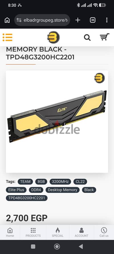 TEAM 8G 3200MHz CL22 ELITE PLUS DDR4