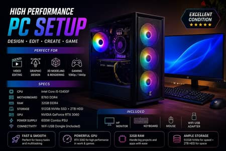 جهاز كمبيوتر قوي جدًا للشغل والجيمينج بحالة ممتازة PC
