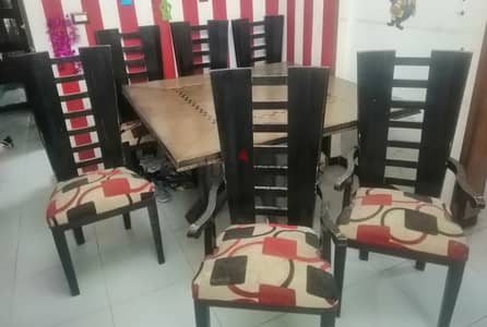 سفرة ٦كراسي ونيش مستعمل خشب زان صناعة دمياط