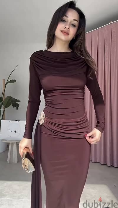 Brown soiree dress- فستان