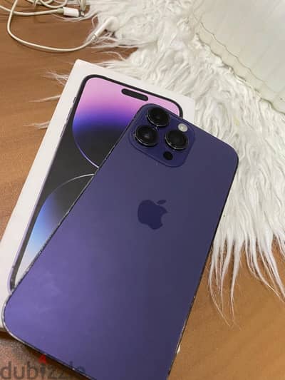 ايفون ١٤ برو ماكس iPhone14 Pro Max مساحه٢٥٦ بطاريه ٨٠ معاه العلبه خطين