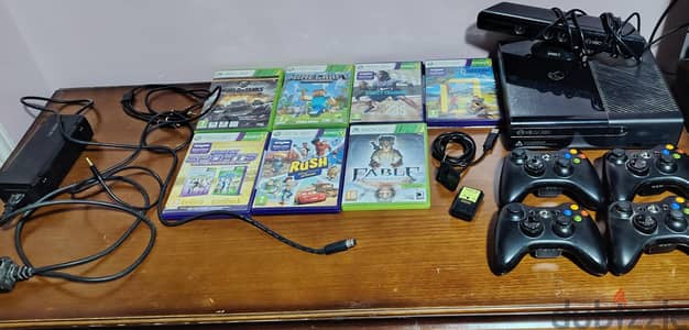 Xbox 360 E Bundle - 4 Controllers, Kinect Sensor, and 7 Games