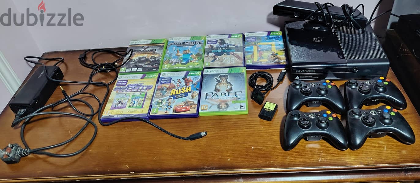 Xbox 360 E Bundle - 4 Controllers, Kinect Sensor, and 7 Games 1