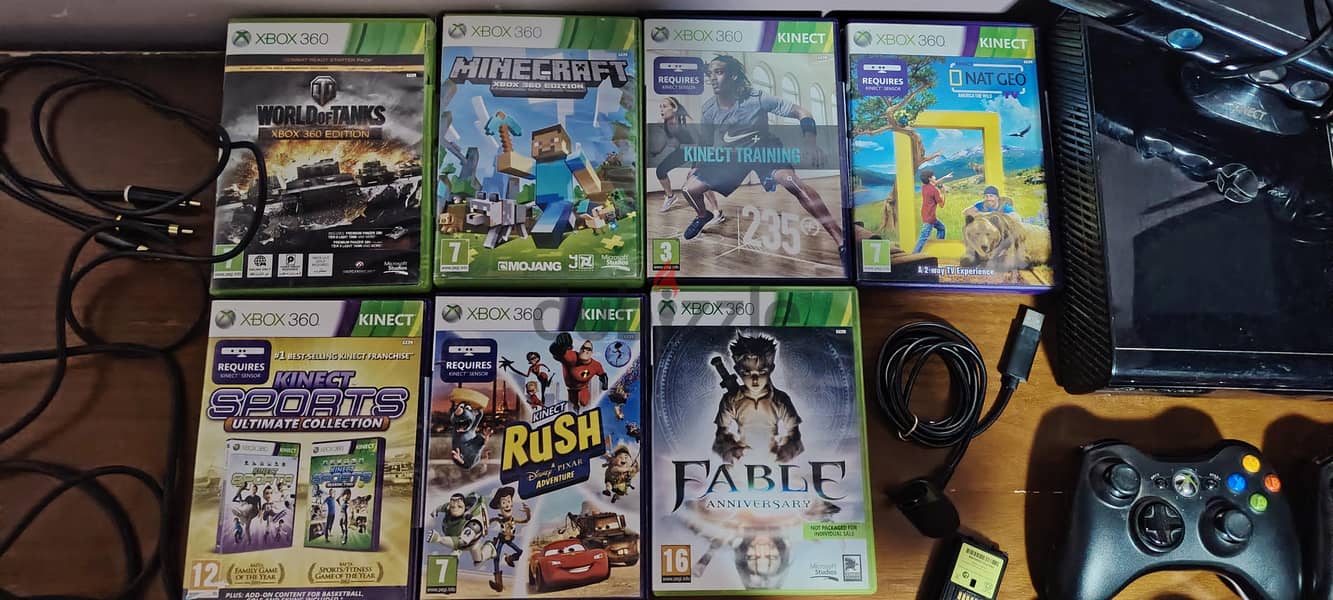Xbox 360 E Bundle - 4 Controllers, Kinect Sensor, and 7 Games 2