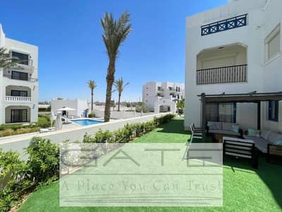 شالية للبيع بأقل سعر ريسيل أرضي بجاردن متشطب بالكامل ومفروش في مراسي الساحل الشمالي بلانكا فيو لاند سكيب و ليك