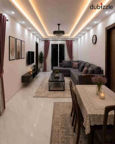 Furnished apartment for annual rent suitable for a family, groom, or company, 3 bedrooms, two-piece reception, kitchen, 2 bathrooms, second floor, all facilities available: water, electricity, and natural gas in Alexandria, Al-Ajami, kilo 21, entrance October before the gate in a very distinguished location.