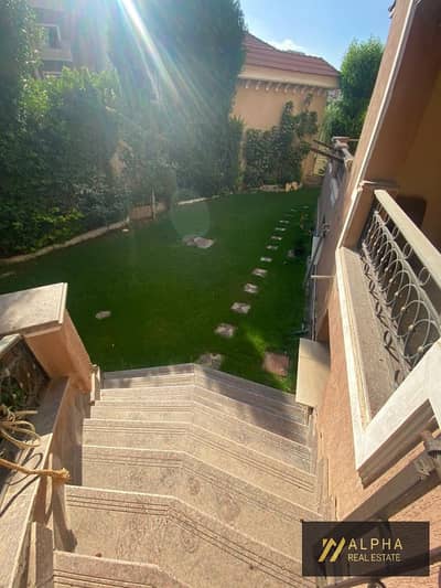 Fully furnished apartment with garden for rent in Hayat Heights New Cairo ultra super lux 240 sqm garden 3 bedrooms 3 bathrooms pool and parking acces