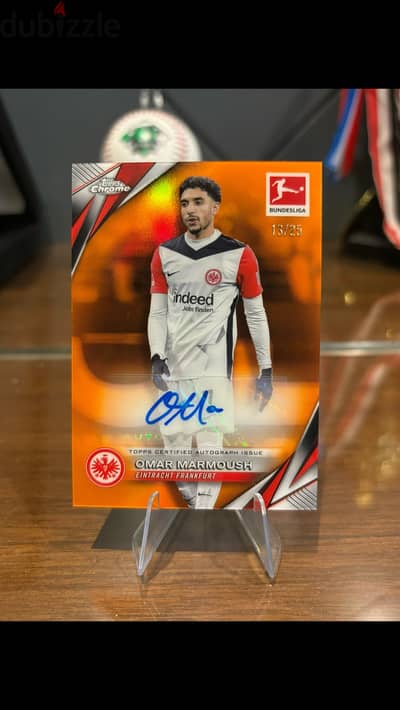 كرت عمر مرموش ممضي و مرقم 13/25.   Omar marmoush autograph card