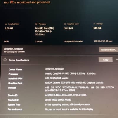 كيسة كمبيوتر HP Compaq Pro 6300 i5 3470  كيسة كمبيوتر استيراد جي + SSD