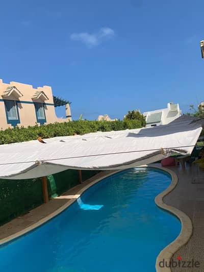 For rent, a chalet with a garden and a private swimming pool in Mina 4 village, North Coast