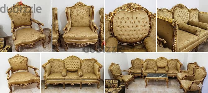 للبيع صالون لوى كانز (Louis XV) مذهب - خشب زان دمياطي حالتة زيرووو