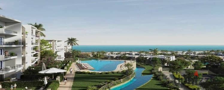 شاليه 3 غرف لقطه للبيع متشطب بالكامل بالمطبخ والتكيفات فى دوس الساحل الشمالى