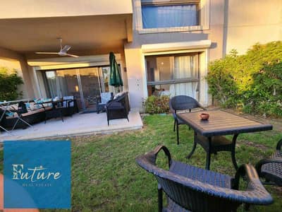 Modified chalet for sale — a bargain in Marina Marassi, North Coast — 2 bedrooms, ground floor with garden, just steps from the swimming pool, full sea-facing, in a very prime location.