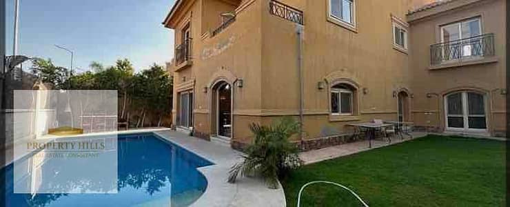 Last villa at this price, immediate, large area for families, 454 meters, compound villas only with all services and facilities, gas, electricity, water, and landline telephone in the Fifth Settlement behind the American University, in front of Mountain View and Katameya Heights, and behind Patio 7