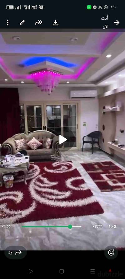شقه مفروشه للايجار في زهراء المعادي في الشطر ال13 عند مول الخمسين مساحه الشقه 190 متر مكونه من ثلاث غرف واتين حمام منها غرفه ماستر الشقه ف الدور الثامن ليس اخير مطلوب 35 الف شهريا مده سنه الفيديو واتس 01503622666