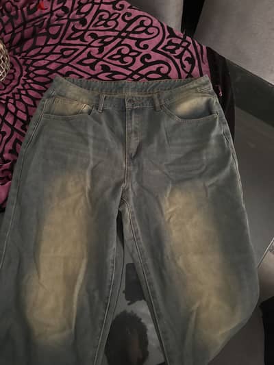 Blue washed oversized jeans