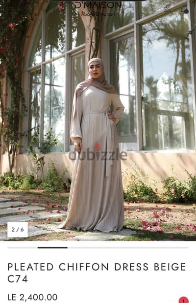 Beige pleated chiffon dress from D’maison worn only one time