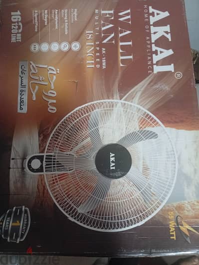 مروحة حائط جديد بالكرتونه والضمان