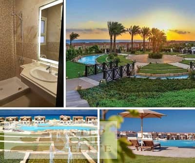 3-bedroom chalet for sale with a monthly installment of 25,000, first row to the lagoon in the most distinguished location in Ain Sokhna