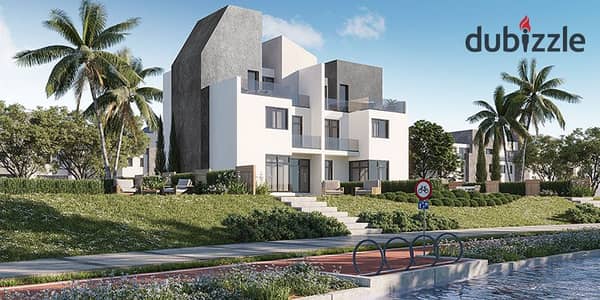 Villa for sale with a direct view of the lagoons in the compound - Rivers in Sheikh Zayed near The Estates Sodic