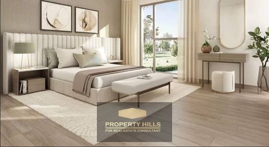 A snapshot of a 3-room apartment with views of green areas designed by Hany Saad in Sheikh Zayed next to Mall of Arabia in front of the distinguished neighborhood