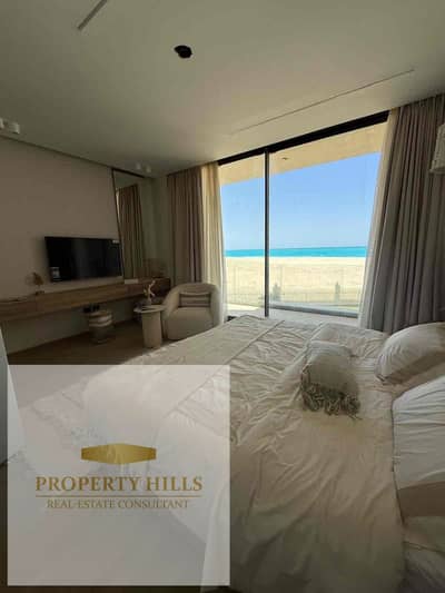 First Row Sea View Cabana for Sale in Gaia Ras El Hekma | Fully Furnished with Hotel Services & Premium Finishing
