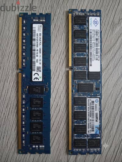 عدد 7 رامات سيرفر 8 جيجا (SK Hynix و Nanya) خلع سيرفر بحالة ممتازة