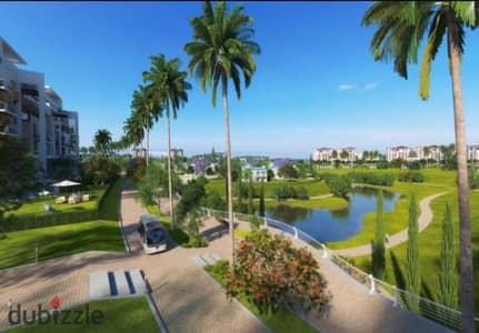 شقة جاردن ريسيل للبيع في ماونتن فيو اي سيتي القاهرة الجديدة – MV Park تشطيب راقي – موقع مميز بحري مباشر على المرافق المائية  165م + 155م حديقة خاصة