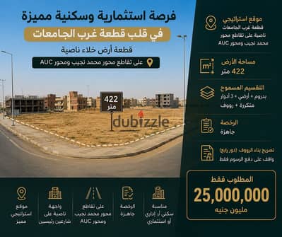 قطعة مميزة للبيع غرب الجامعات التجمع