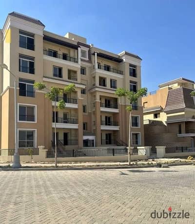 Apartment Ready to move for sale in Sarai Compound directly on the Suez Road compound with Madinaty featuring a distinctive landscaped view